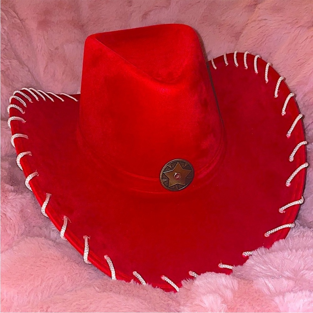 Red Cowgirl Hat with Star Detail